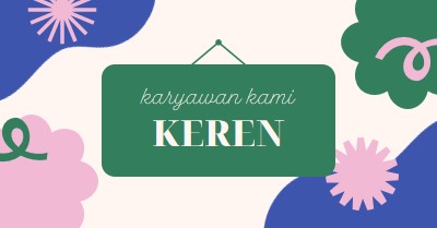 Kartu terima kasih untuk karyawan perusahaan green organic,playful,sign,bold,floral,geometric