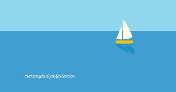 Merangkul perjalanan blue minimal,whimsical,boat,playful,clean