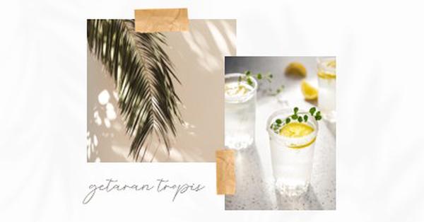 Getaran koktail tropis white photographic,collage,minimal,scrapbook,handwriting,botanical,