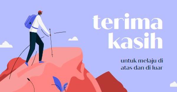 Kartu terima kasih kepada karyawan blue simple,inspiring,mountain,graphic,illustration,bold