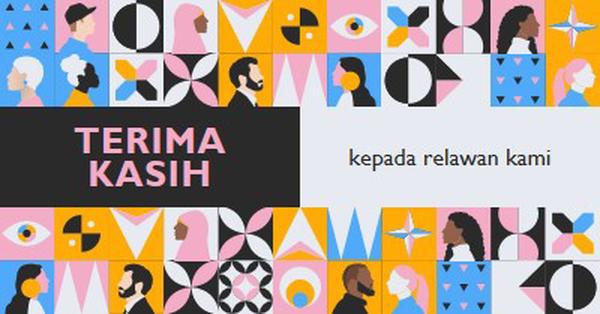 Kartu terima kasih kepada relawan pink fun,geometric,pattern,graphic,illustration,symmetrical