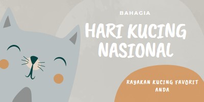 Selamat Hari Kucing Nasional gray organic-simple