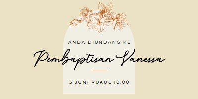 Undangan pembaptisan yellow vintage-botanical