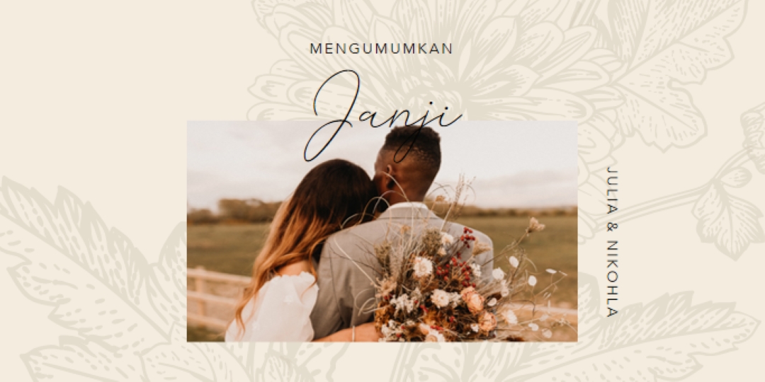 Pengumuman keterlibatan white vintage-botanical