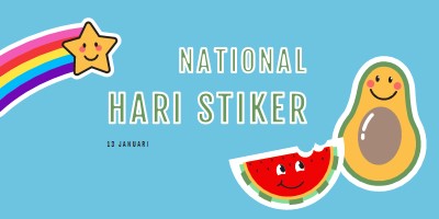 Selamat Hari Stiker Nasional blue whimsical-color-block