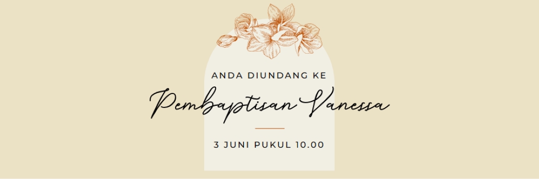 Undangan pembaptisan yellow vintage-botanical