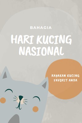 Selamat Hari Kucing Nasional gray organic-simple