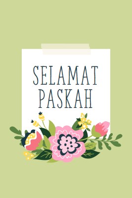 Bloomer Paskah green whimsical-line