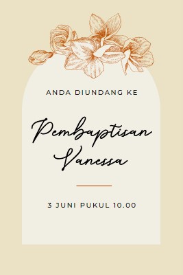 Undangan pembaptisan yellow vintage-botanical