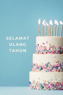 Selamat ulang tahun kue blue modern-simple