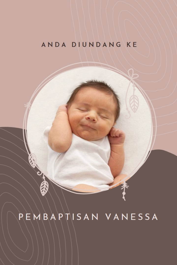 Undangan pembaptisan pink organic-boho