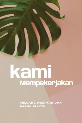 Kami mempekerjakan pekerja musiman pink modern-simple