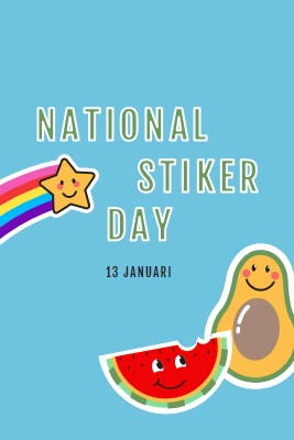 Selamat Hari Stiker Nasional blue whimsical-color-block