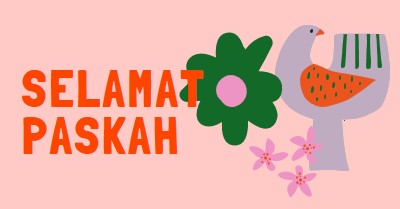 Selamat Paskah pink whimsical-color-block