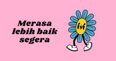 Merasa lebih baik segera bunga kecil pink vintage-retro