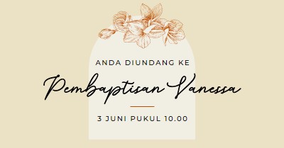 Undangan pembaptisan yellow vintage-botanical