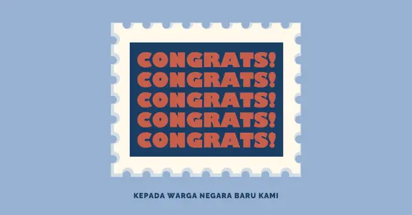 Selamat kepada warga negara baru kami blue modern-simple