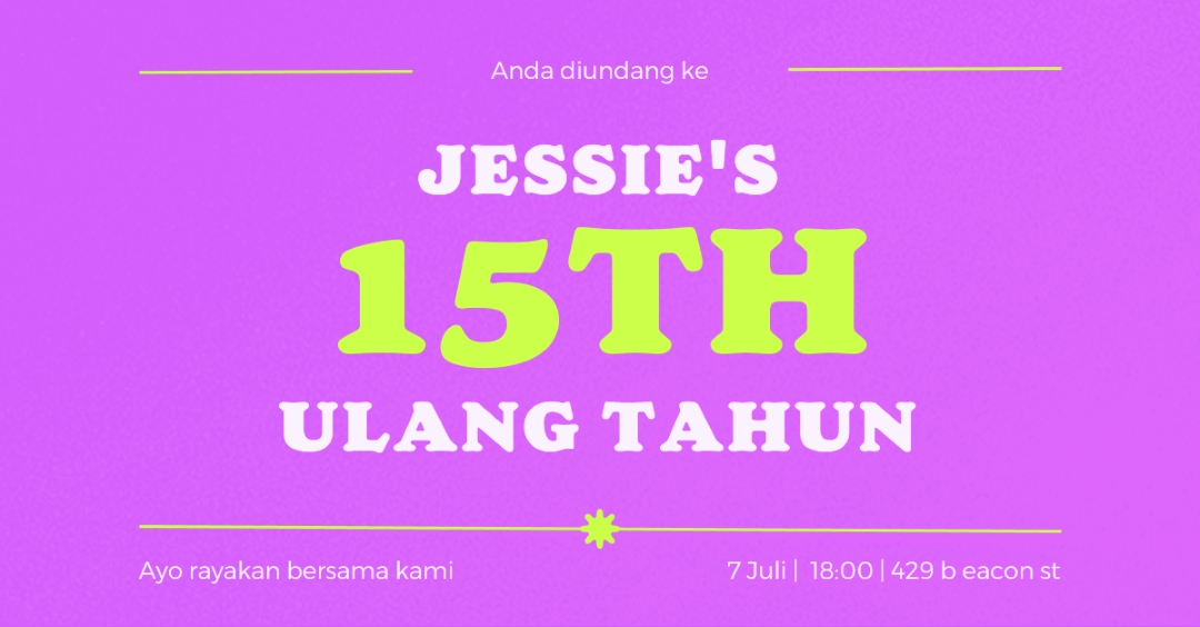 Anda diundang purple bold,vibrant,retro