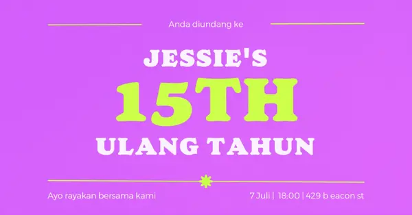 Anda diundang purple bold,vibrant,retro