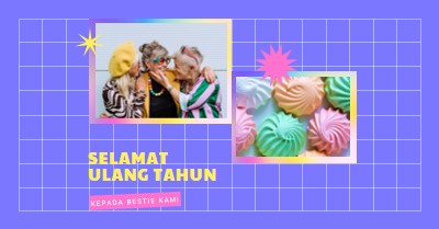 Selamat ulang tahun, bestie purple bold,bright,geometric