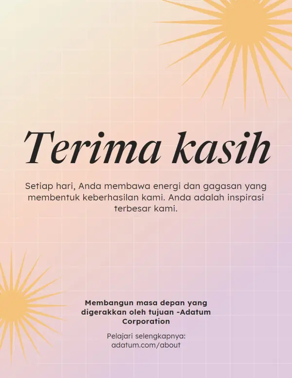 Selebaran ucapan terima kasih retro modern pink modern,gradient,grid,star-burst