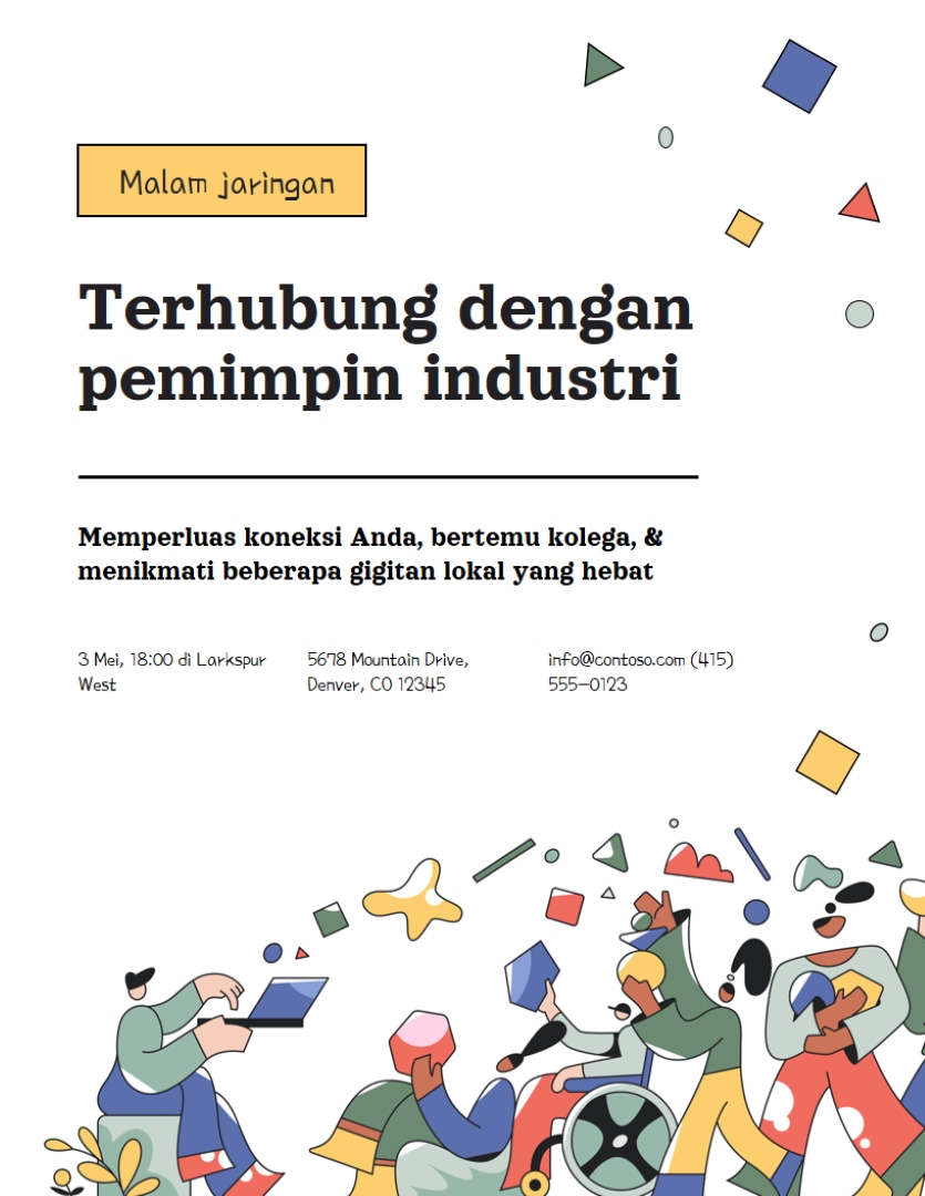 Selebaran jaringan modern tebal white simple,playful,illustrative,confetti,shapes,flat-graphic
