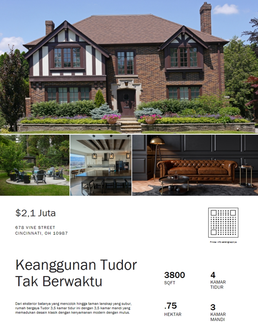 Selebaran real estat klasik sederhana white modern,simple,minimalistic,elegant,photographic