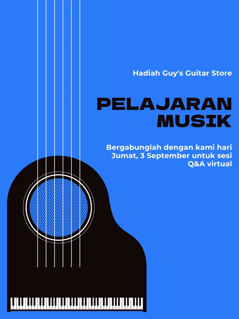 Poster pelajaran musik modern sederhana blue modern,simple,illustrative