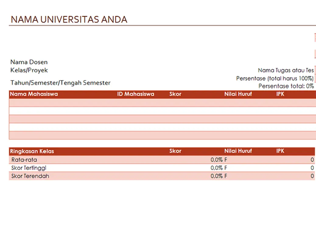 Buku nilai guru (berdasarkan persentase)