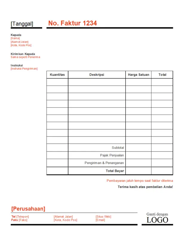 Faktur bisnis (Merah dan Hitam) modern-simple