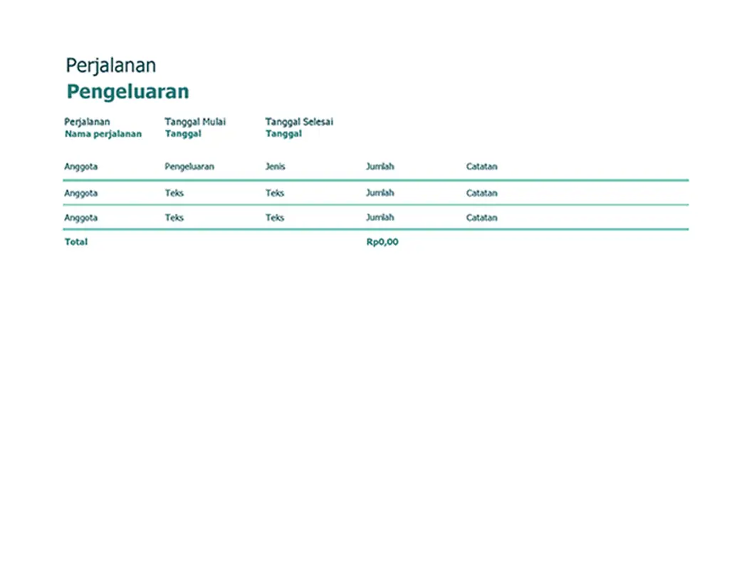 Pencatat pengeluaran perjalanan modern simple