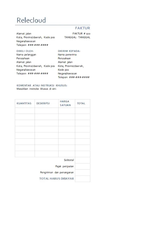 Faktur dengan pajak penjualan dasar modern simple