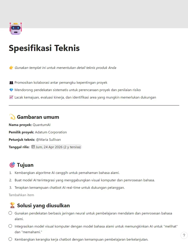 Spesifikasi Teknis