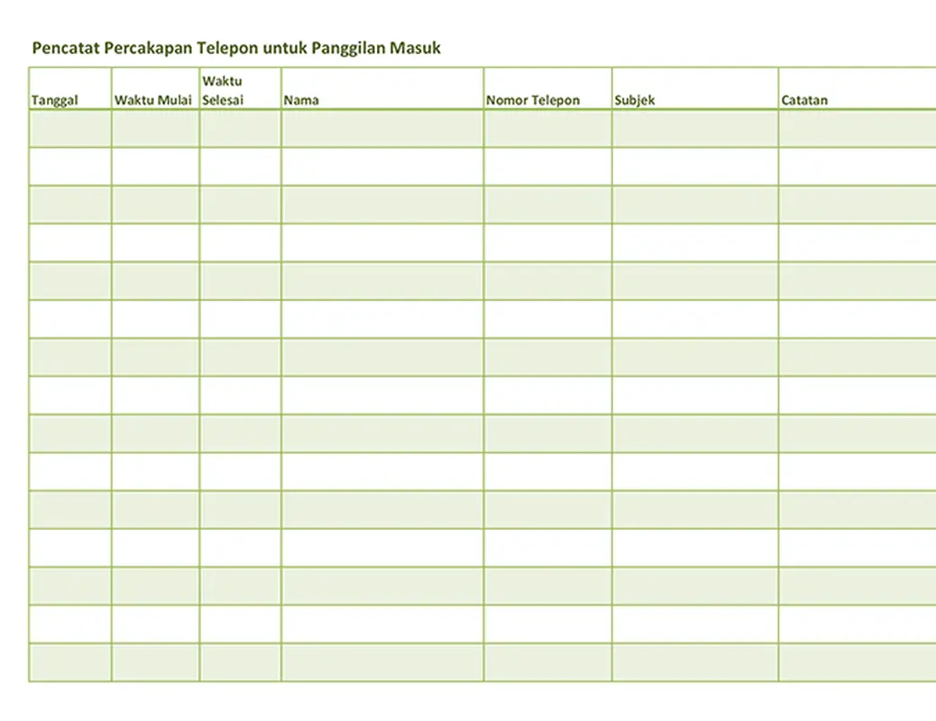 Pencatat percakapan telepon (untuk panggilan masuk dan keluar)