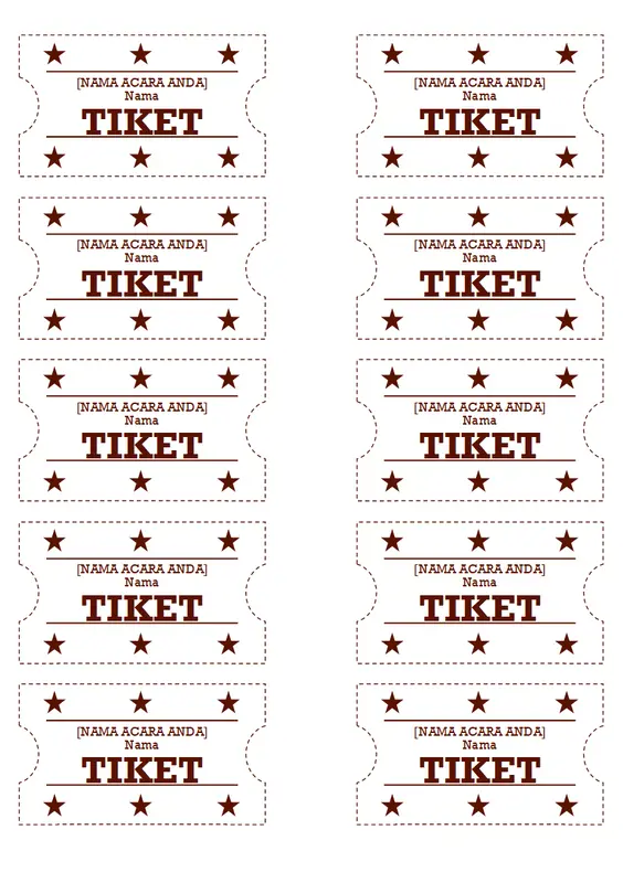 Tiket acara (sepuluh per halaman)