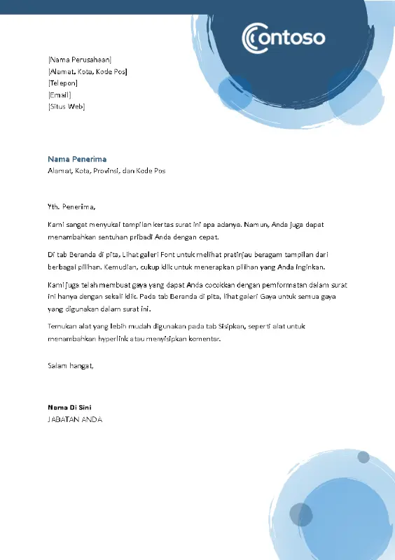 Kop surat lingkaran biru blue modern-simple