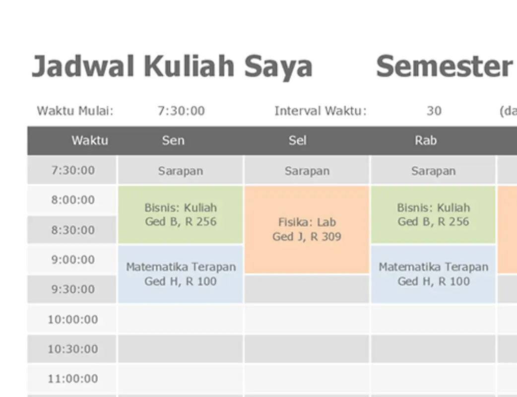 Jadwal kelas blue modern geometric