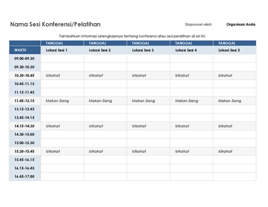 Jadwal acara lima hari blue modern-simple