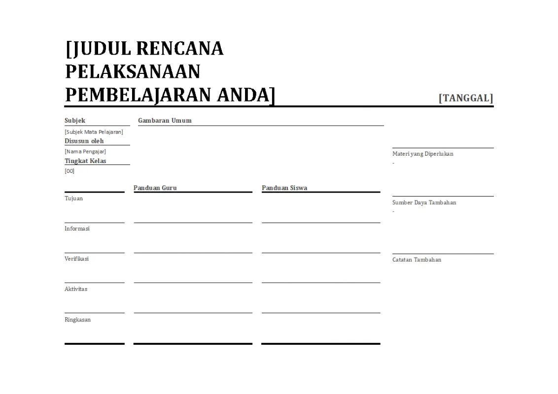 Perencana pembelajaran harian brown modern simple