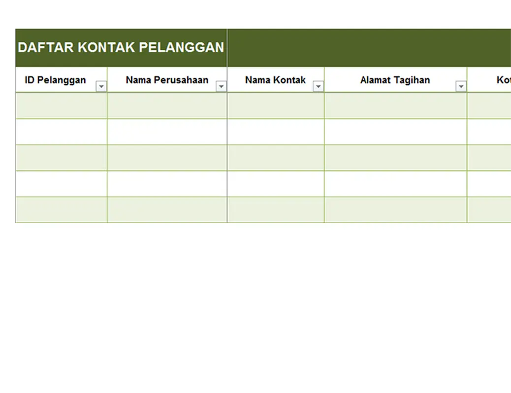 Daftar kontak pelanggan dasar modern simple