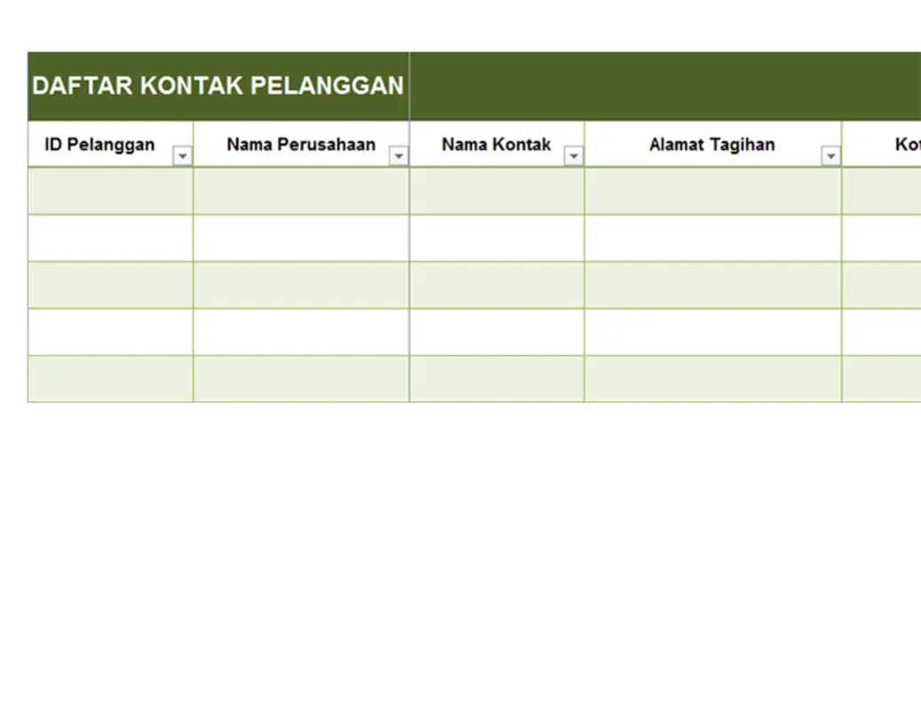 Daftar kontak pelanggan dasar green modern simple