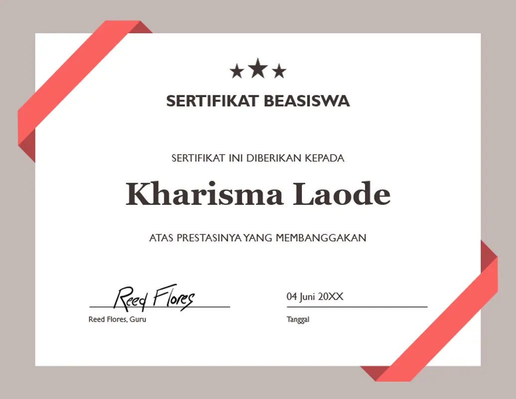 Sertifikat prestasi akademis modern simple