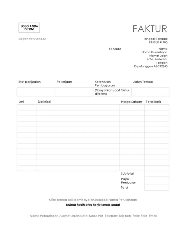 Faktur layanan (desain Garis Sederhana)