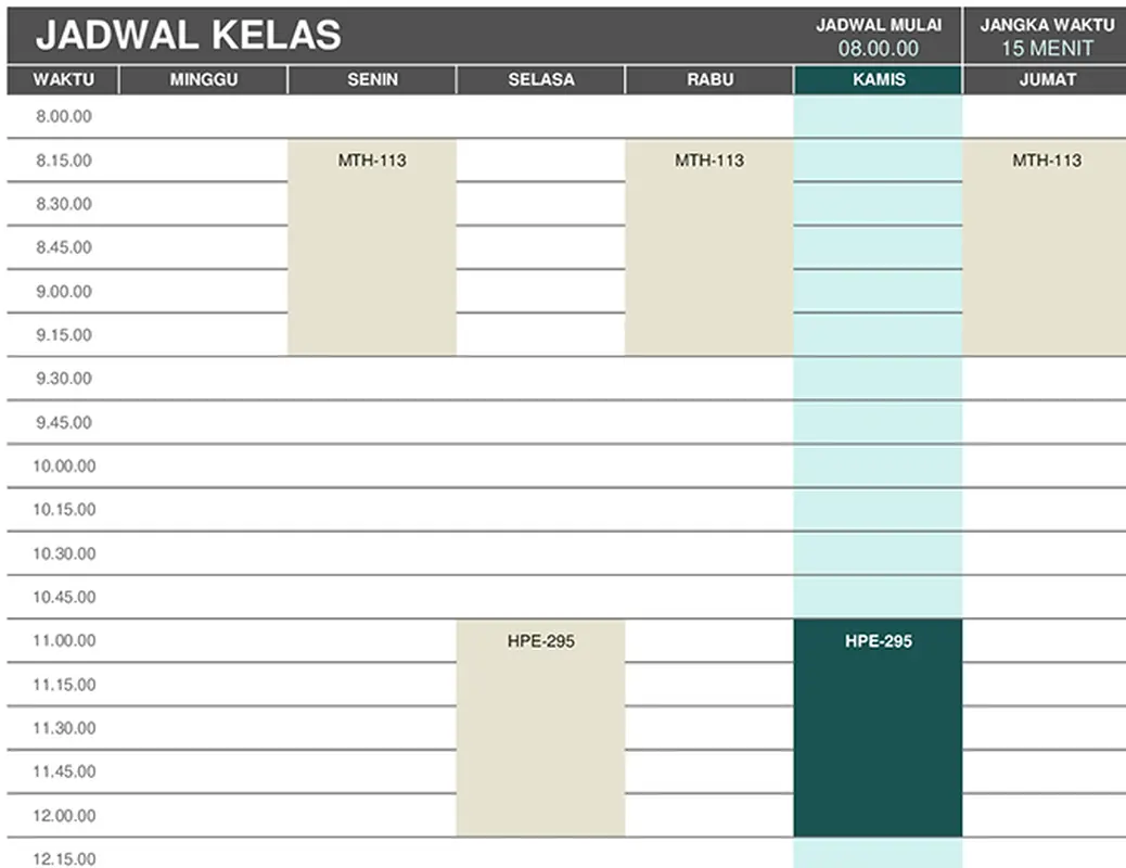 Jadwal siswa modern-simple