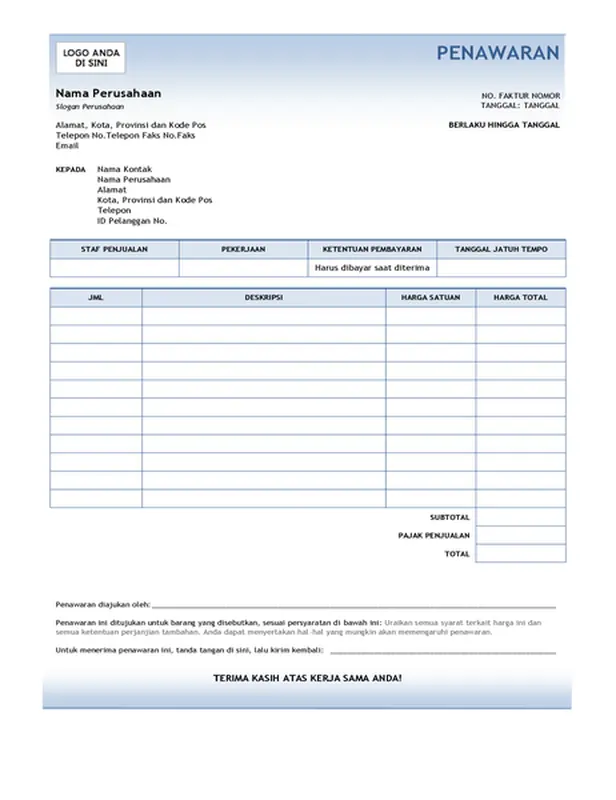 Kutipan layanan (desain Gradien Biru)