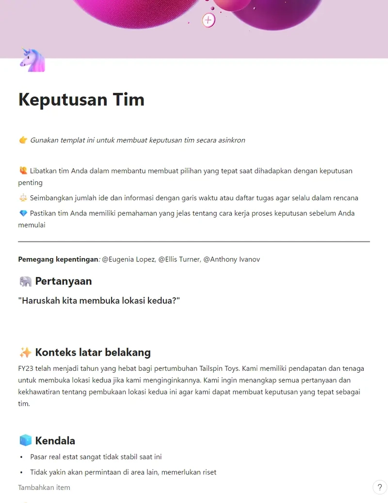 Keputusan Tim