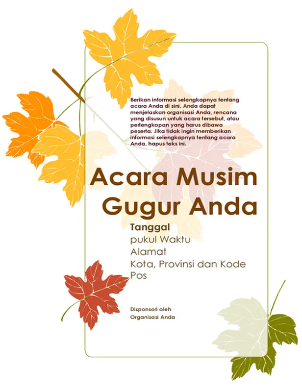 Selebaran acara musim gugur (dengan daun)