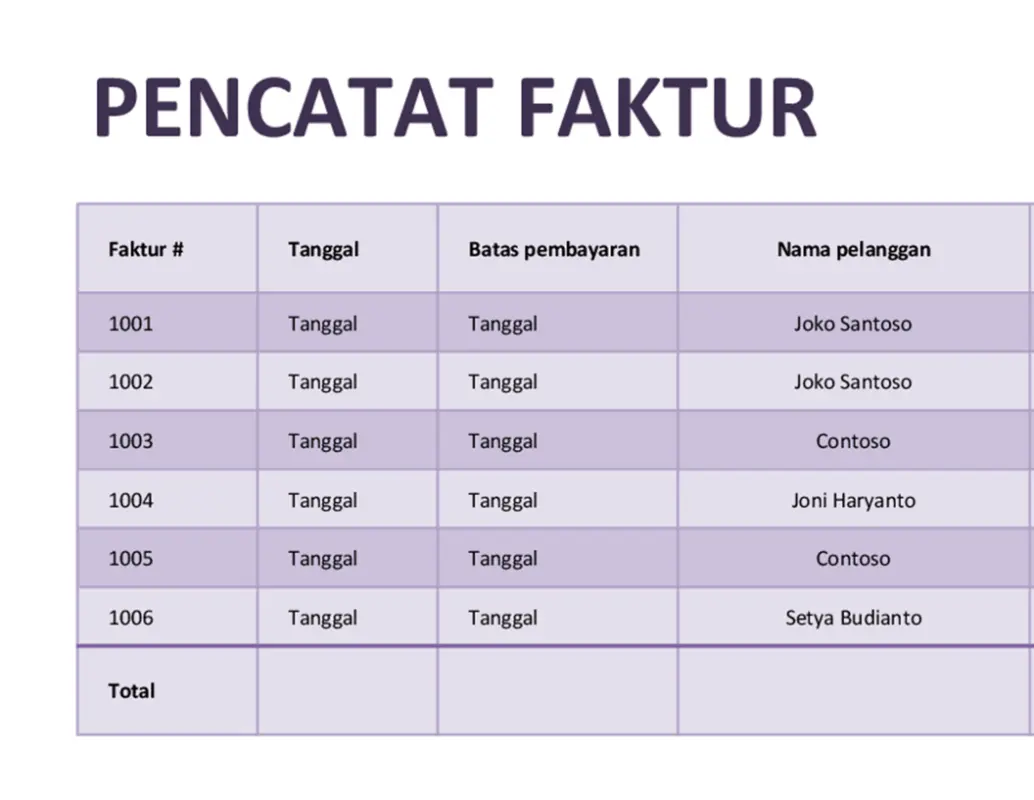 Pencatat faktur purple modern simple