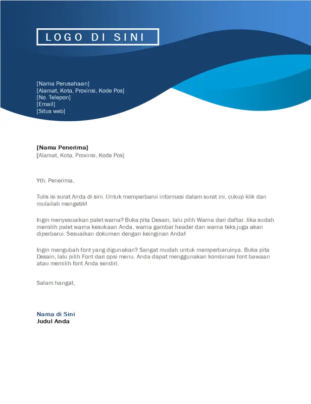 Kop surat lengkungan biru modern-simple