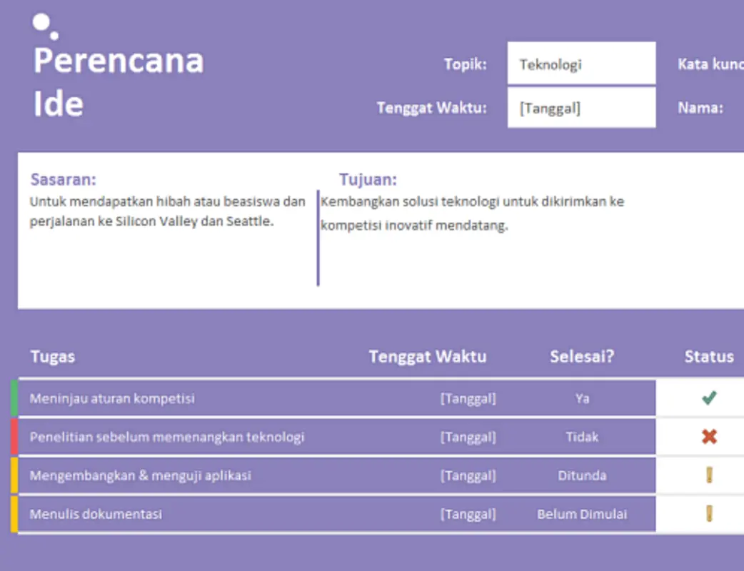 Perencana ide (tugas) purple modern-simple